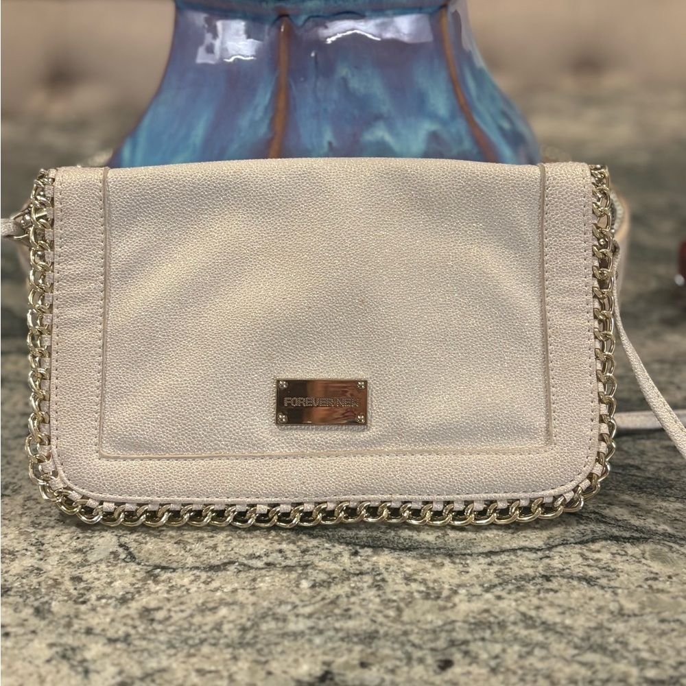 Forever New Cream/Beige Chain Accent Crossbody Bag. Cross posted.